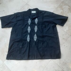 Vintage Guayabera Shirt By DiCaprio Collezione, Embroidery Stitching, 4 Pockets